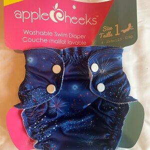Applecheeks washable swim diaper USA fireworks print. Size 1 6-23 lbs